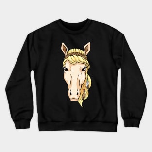 Horse with Earrings & Headband Crewneck Sweatshirt